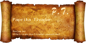 Paprika Tivadar névjegykártya